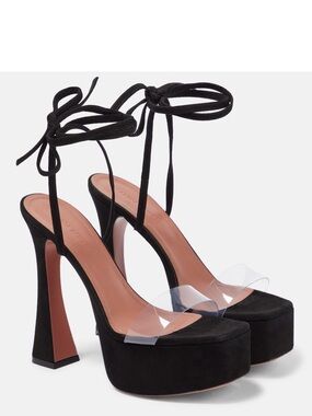Amina Muaddi Sita Suede Platform Lace-Up Heels